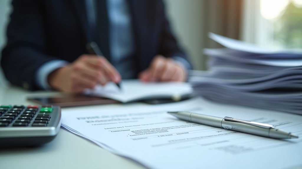 Stapel von Dokumenten mit Bundesanleihen-Übersicht und Taschenrechner